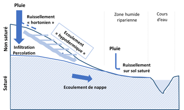 Scméa d'écoulements dans un bassin versant – Crédits Eric Gaume